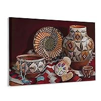 Native American Pottery Wall Art Indian Bohemian Poster Painted Pallet Wall Art Wall Art Paintings Canvas Wall Decor Home Decor Living Room Decor Aesthetic 24x32inch(60x80cm) Frame-Style