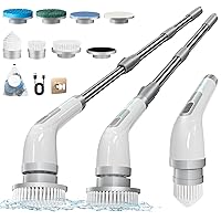 Electric Spin Scrubber, FARTVOLUS Cordless Cleaning Brush with 8 Replaceable Brush Heads, Bathroom and Floor Tile 360 Power Scrubber Dual Speed with Extension Handle for Bathtub, Kitchen, Window