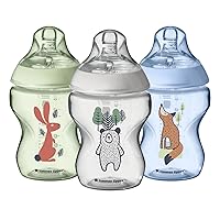Tommee Tippee Closer to Nature Baby Bottles, Woodland Friends | Breast-Like Nipple, Anti-Colic Valve (9oz, 3 Count)