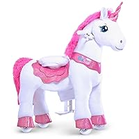 PonyCycle Authentic Essential Model E Ride on Unicorn Toys for Girls Riding Pink Unicorn Rocking Horse (with Brake/ 35.4