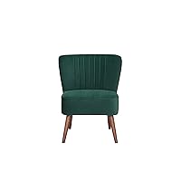 GIA Furniture Home Series Mid-Century Modern Armless Velvet Accent Chair with Stripe, Green