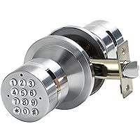 Keyless Electronic Entry Door Knob, Keypad Smart Door Knob, Interior Door Handle with Lock, Automatic Locking, Battery Backup, Backlight, Easy Installation, Great for Home, Hotel and Office
