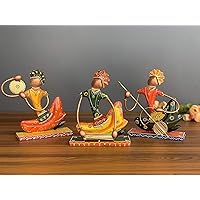 Doll Metal Rajasthani Musicians Item showpiece - Decorative Items for Home | Gift Items | Showpieces | Home Decoration Items Stylish| Table Decorative Items (18 x 6 x 19 Centimeters)