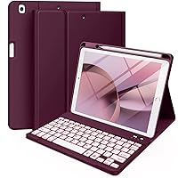 iPad 9th Generation Case with Keyboard 10.2 Inch - Backlit Wireless Detachable Folio Keyboard Cover with Pencil Holder for iPad 8th Gen / 7th Gen/iPad Pro 10.5