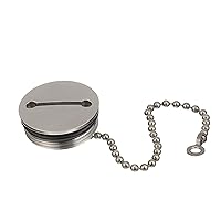 Attwood Attwood 66074-3 Stainless Steel Deck Fill Replacement Cap and Chain fits Attwood Deck Fills with a 3.0” Flange Size