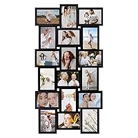 Collage Picture Frames for Wall Decor, 18-Opening Reunion Family Friends Picture Frame Set, 4x6 Photo Frames Collage for Living Room Bedroom, Gallery Puzzle Collage Wall Hanging, Black