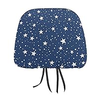 Navy Blue Night Sky Stars Car Headrest Covers Soft Car Seat Cushion Cover Head Rest Protector for Car Truck