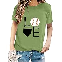 Womens Baseball Shirt Short Sleeve Graphic Tees Trendy Summer Cute Tops Casual T Shirts Loose Basic Tee 2024 Fashion