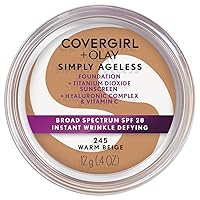 Covergirl Simply Ageless Instant Wrinkle Defying Foundation, 245 Warm Beige, 0.4 Oz (Packaging May Vary)