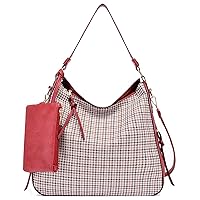 Plaid Check Tote and Purse Set Personalized Check Tote Handbag Shoulder Bag for Women Top-Handle Bag Crossbody Bag