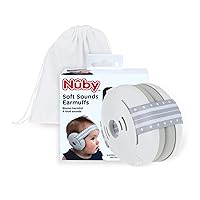 Nuby Soft Sounds - Adjustable Baby Earmuffs for Protection Against Loud Noises, Ideal for Air Shows, Fireworks, in-Flight Travel, and More! White Only.