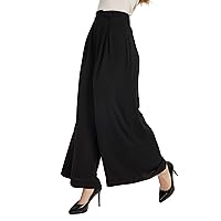 Women's Chiffon Wide Leg Palazzo Pants High Elastic Waist Casual Flowy  Business Trousers