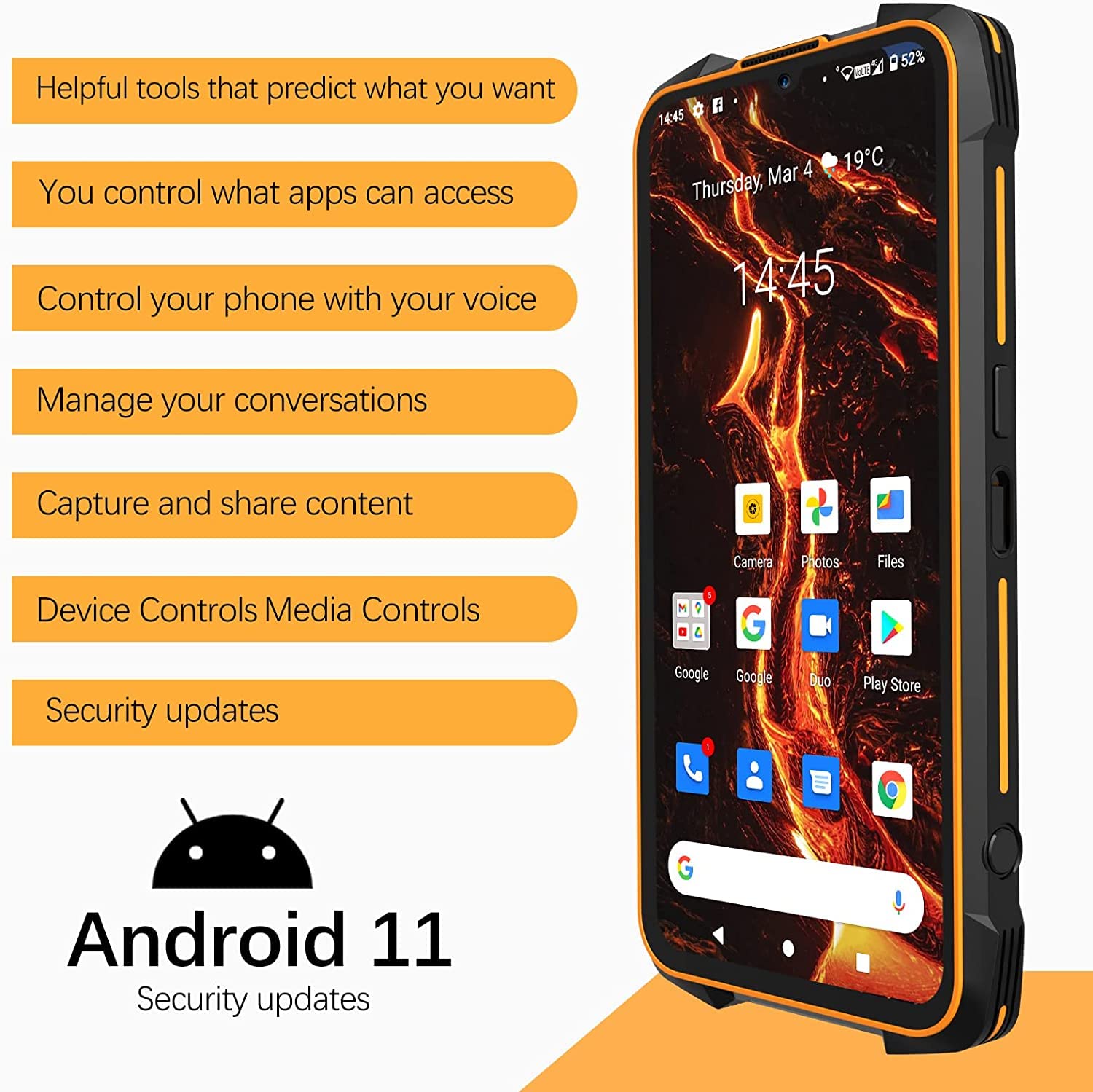 CUBOT Rugged Smartphone Unlocked, Kingkong 5 Pro Outdoor Phone Unlocked with 8000mAh Battery, 48MP Triple Camera, 6.1'' HD Display, 4GB/64 GB (256GB Extension), 4G Dual SIM, US Version (Black+Orange)