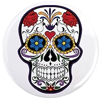 2.25 Inch Button Floral Sugar Skull Day of the Dead