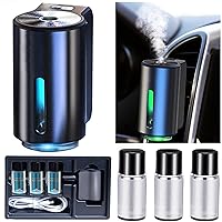Smart Car Air Freshener, Car Air Freshener Diffuser, Rechargeable Car Aroma Diffuser, 3 Levels of Adjustable Intelligent Car Diffuser Men's Fragrance with 3 Bottles of Cologne