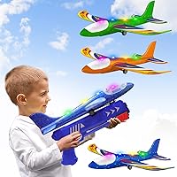 Wesfuner 3 Pack Airplane Launcher Toys,Foam Airplane Glider,2 Flight Mode Glider Plane,Kids Flying Toy,3 4 5 6 7 8 9 10 11 12 Year Old Boys Girls Birthday Gifts,Outdoor Sport Toys Party Favors