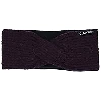 Calvin Klein Women's Soft Knit Fleece Lined Knot Headband, Aubergine, ONE Size