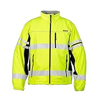 Unisex High Visibility Reflective Premium Black Series Soft Shell Jacket JS137, Zipper Closure, ANSI 107 Type R/Class 3, Construction, Roadwork, Traffic, Security, Outdoor (Lime, M)
