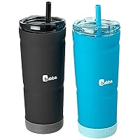 BUBBA BRANDS Envy S Vacuum-Insulated Stainless Steel Tumbler with Lid, Straw, and Removable Bumper, 24oz Reusable Iced Coffee or Water Cup, BPA-Free Travel Tumbler, 2-Pack Tutti Fruity & Licorice