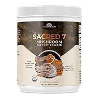Naturealm Sacred 7 - Mushroom Extract Powder 8 oz - Chaga, Cordyceps, Lion's Mane, Maitake, Reishi, Shiitake & Turkey Tail - Organic Herbal Nootropic Supplement - Focus, Energy & Mental Performance