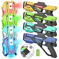 Rechargeable Laser Tag Set with Vests, Laser Tag Guns Set of 4, Lazer Tag Set for Kids Gift Ideas for Kids Teens and Adults Boys & Girls Family Fun Shooting Game