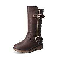 DREAM PAIRS Girls Knee High Winter Motorcycle Riding Boots