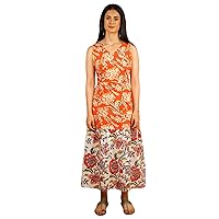 Women's Bagru Cotton Multicolor Maxi Dress