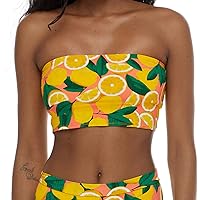 Body Glove Women's Standard Sunrise Tube Bikini Top Swimsuit, Fresh Squeeze Lemon Print, X-Small
