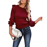 Women's Pullover Sweater Casual Long Sleeve Crewneck Loose Knit Pullover Top Fashion