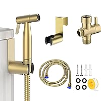 Bidet Sprayer for Toilet,Handheld Sprayer Kit, Bathroom Jet Sprayer Kit Spray Attachment with 57''Hose, Adjustable Water Pressure Control（Gold Bidet Spraye）