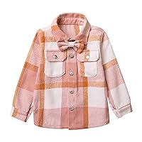 Girls Toddler Fashion Clothes Autumn Winter Plaid Cotton Soft Long Sleeve Tops Bow Tie Clothes Children Girls Tops