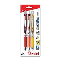 EnerGel RTX Retractable Liquid Gel Pen, Happiness Hue, 0.7mm, Red, Orange and Yellow ink, Pack of 3 Pens (BL77HAPBP3M)