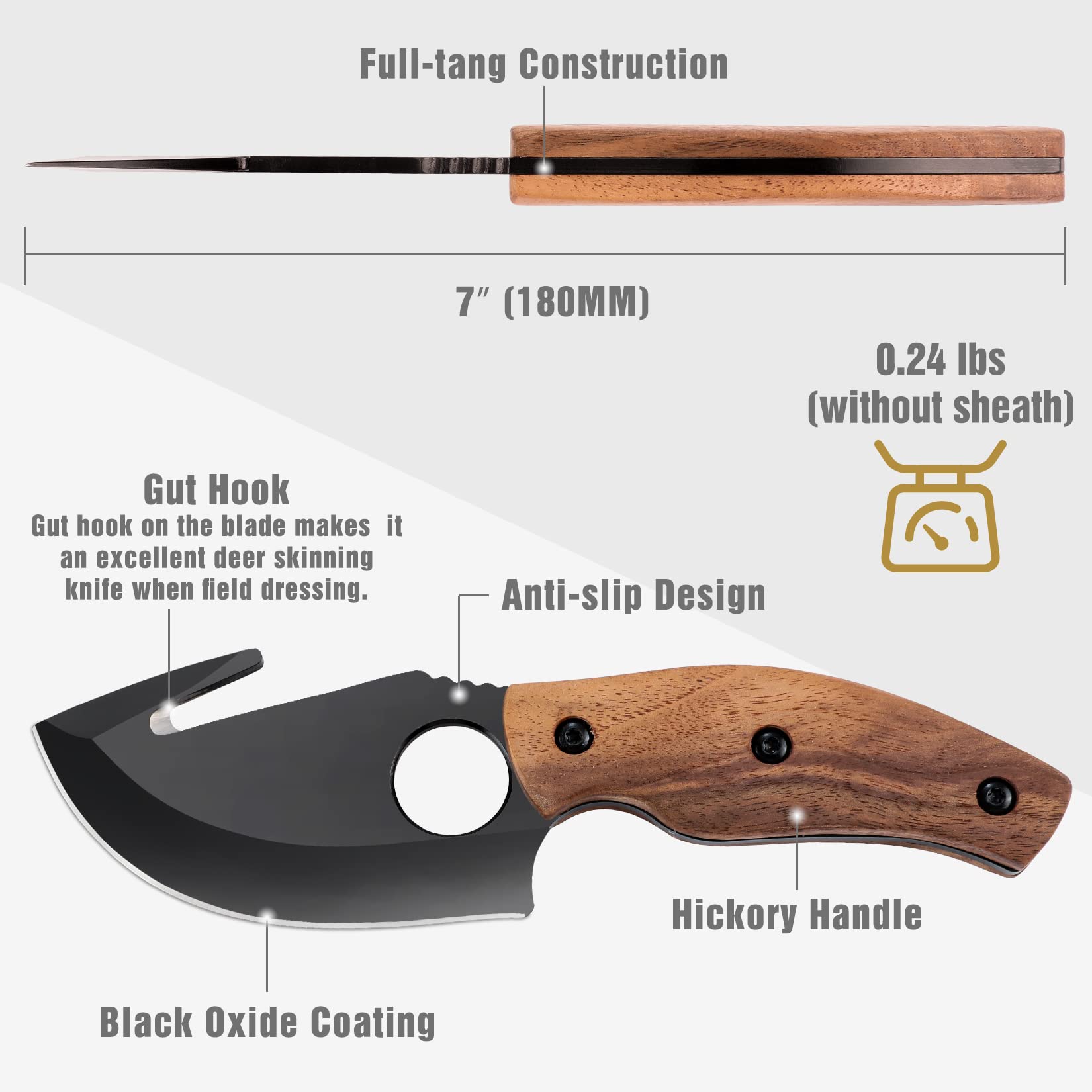 Swiss+Tech 2PC Fixed Blade Hunting Knife Set, 6-1/2