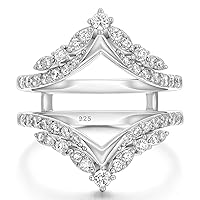 SHELOVES Vintage Ring Enhancer for Engagement Rings Curved Enhancer Guard Ring 925 Sterling Silver Sz 5-10
