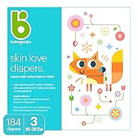 Babyganics Baby Diapers, Size 3 (16-28 lbs) 184 Count- Ultra Absorbent, Unscented, Made without Chlorine, Latex