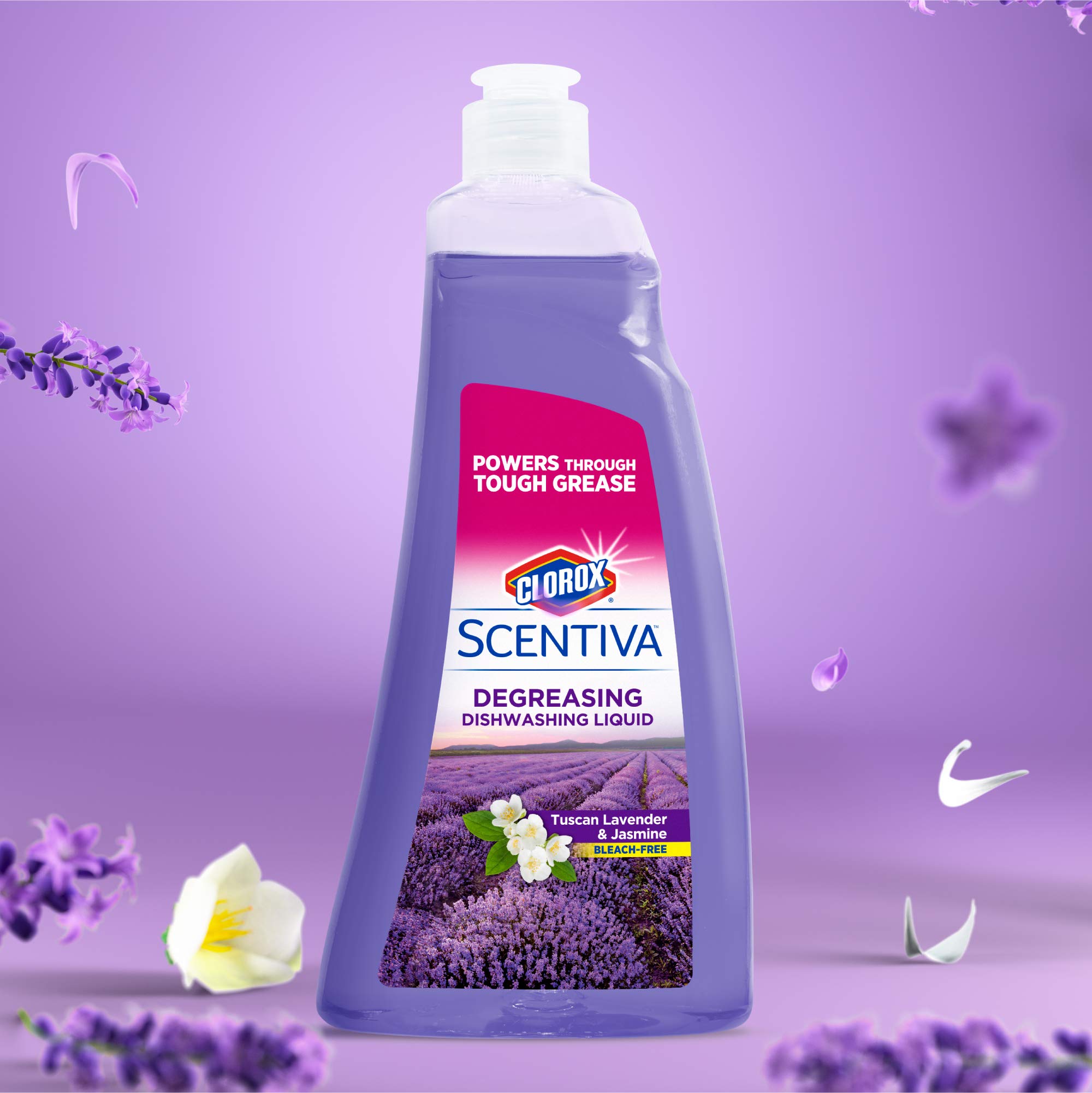 Clorox Scentiva Dish Soap | Great Smelling Dishwashing Liquid Cuts Through Grease Fast | Quick Rinsing formula Washes Away Germs | Tuscan Lavender & Jasmine Scent, 26 oz (6 Pack)