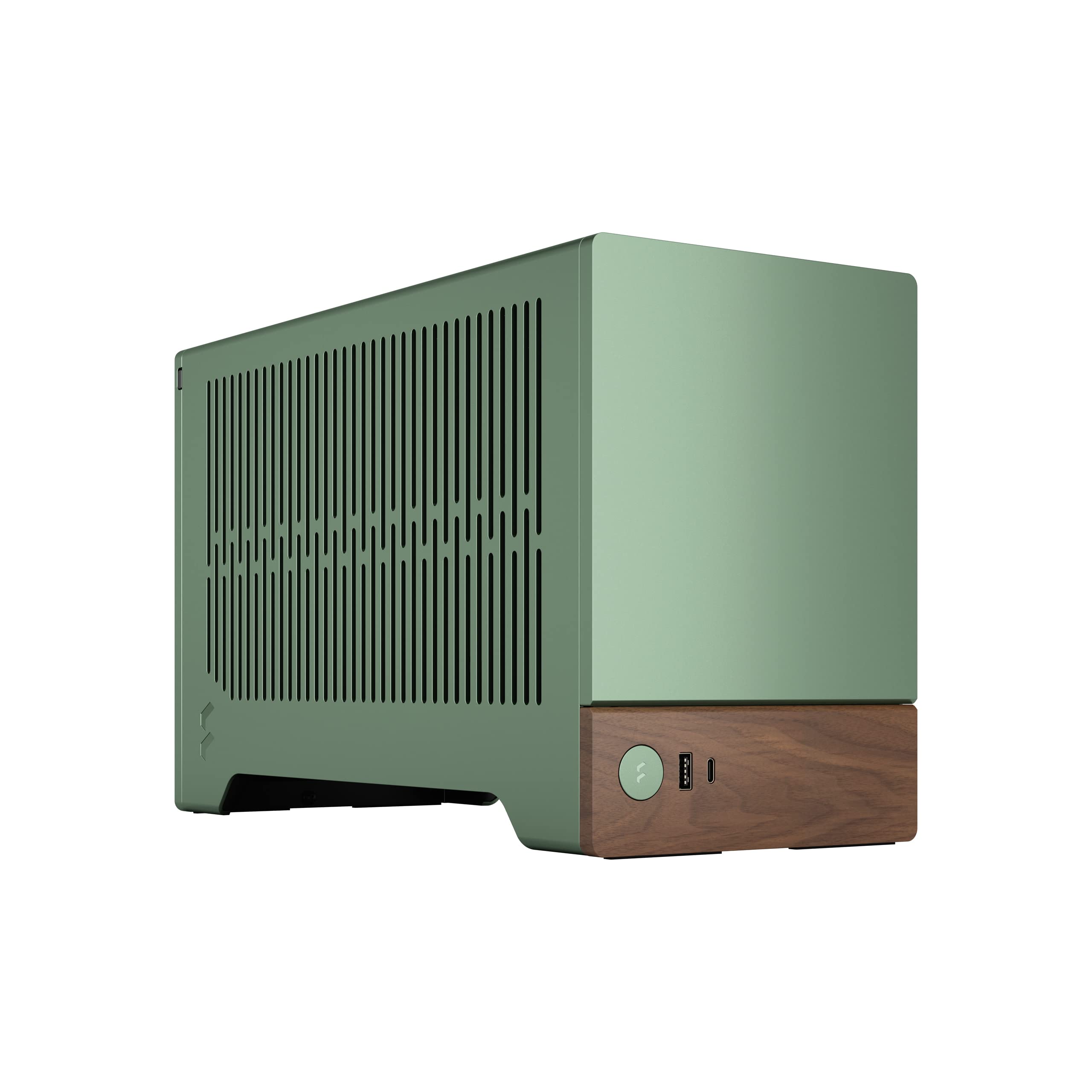Fractal Design Terra Jade - Wood Walnut Front Panel - Small Form Factor - Mini ITX Gaming case – PCIe 4.0 Riser Cable – USB Type-C - Anodized Aluminum Panels