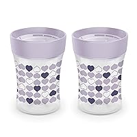 NUK Sip Trainer Cup, 2-Pack, Purple – BPA Free, Spill Proof Sippy Cup
