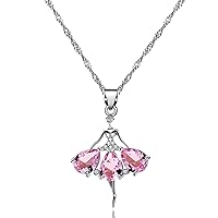 Pink Crystal Little Girl Necklace Dancer Ballet Recital Gift Ballerina Dance Pendant Necklace Girls Jewelry Y607