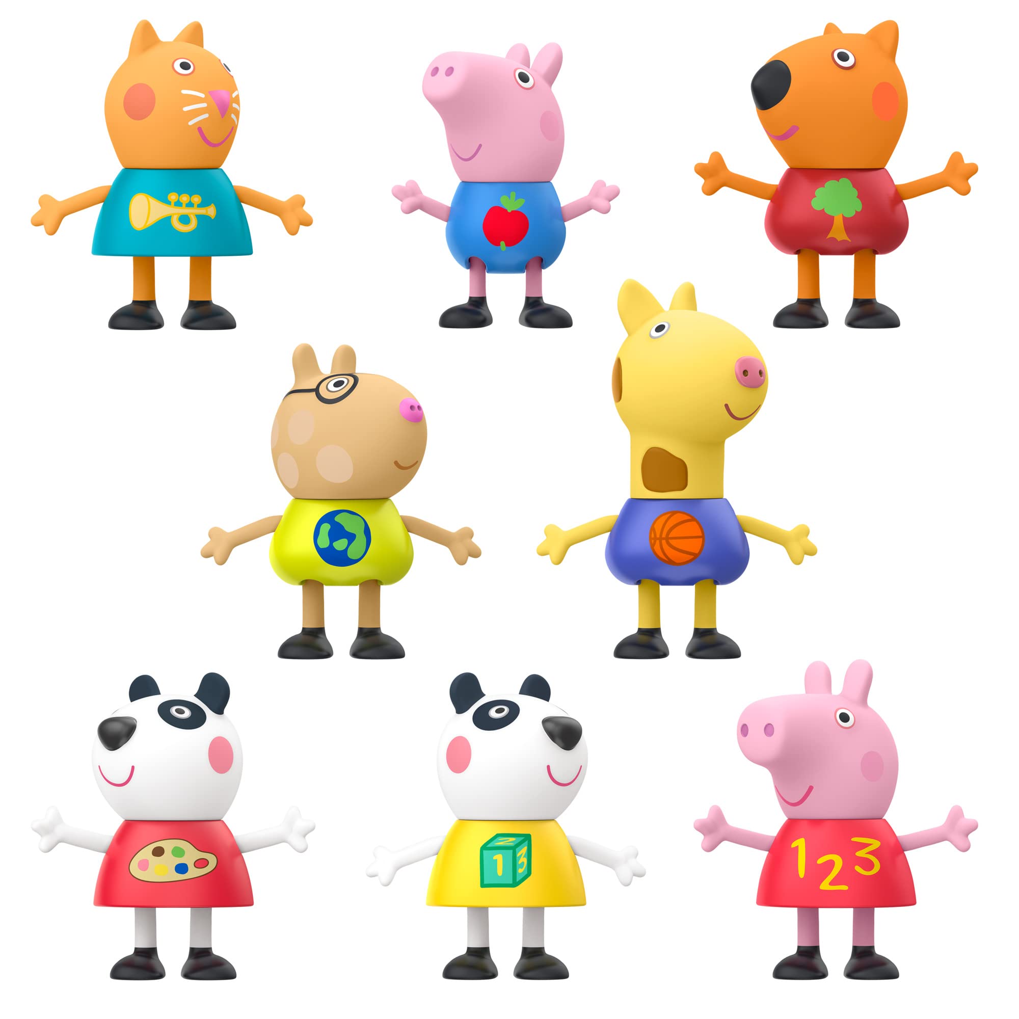 Peppa Pig Figure 8-Pack Toy Includes Peppa Pig, George Pig, Peggi Panda, Candy Cat and more, Amazon Exclusive, for Ages 3 and up