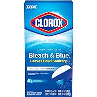 Clorox Ultra Clean Toilet Tablets Bleach & Blue, Rain Clean, 4 Ct (Package May Vary)