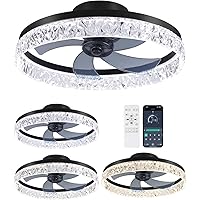 Smart Ceiling Fan with Lights, Low Profile Ceiling Fan with APP& Remote Control, Reversible 6-Speeds Flush Mount Three-Color LED Ceiling Fan Light, Dimmable Smart Lights Flush Mount