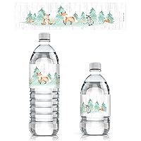 Woodland Baby Shower Water Bottle Labels - Watercolor Creatures - 24 Stickers