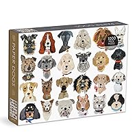 Galison Paper Dogs 1000 Piece Puzzle - 1000 Piece Jigsaw Puzzle for Adults, 24 Hand Cut Dog Portraits, Thick and Sturdy Pieces, Perfect for Puzzle and Dog Lovers