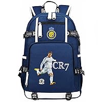 Multifunction Laptop Knapsack Cristiano Ronaldo Large Capacity Backpack with USB Charging/Headphone Port