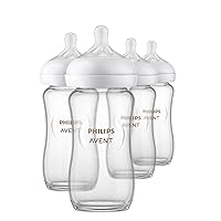 Glass Natural Baby Bottle with Natural Response Nipple, Clear, 8oz, 4pk, SCY913/04