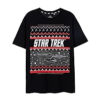 Star Trek Christmas Fairisle Men's Black T-Shirt | Festive Trek-Themed Fairisle Design | Holiday Sci-Fi Enthusiasts Tee