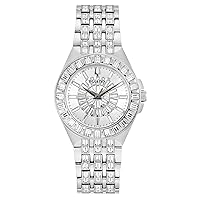 Bulova Ladies' Crystal Phantom Stainless Steel 3-Hand Quartz Watch, 110 Baguette Crystals Style: 96L278