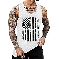 4th of July Tank Tops for Men American Flag Graphic Summer Sleeveless Muscle Cut Off T Shirts Patriotic Athletic Shirt