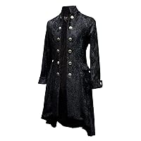 Shrine Men's Gothic Victorian Order of The Dragon Coat Red Black Velvet Brocade Fabric